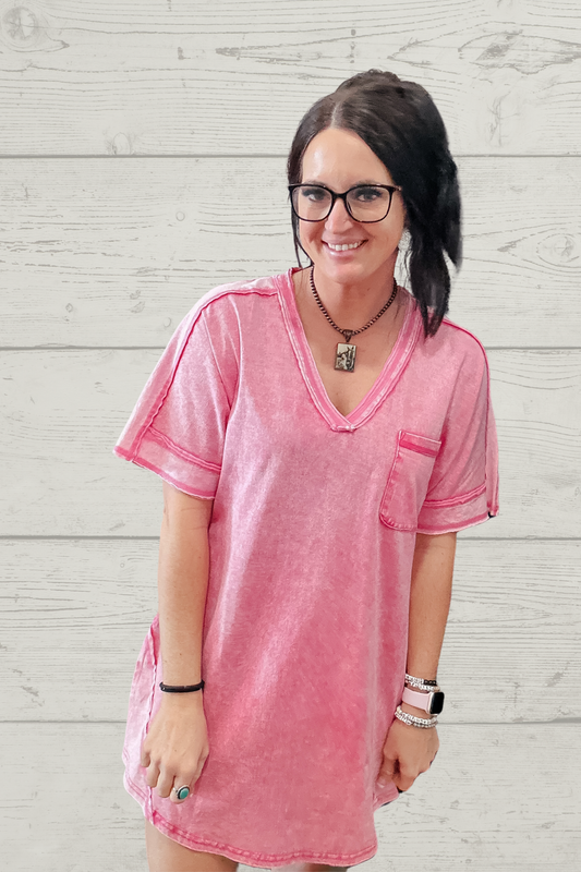 Stepping Out Casual T-Shirt Dress Pink