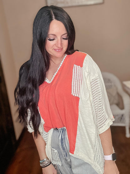 Emma Oversize High Low Coral Top