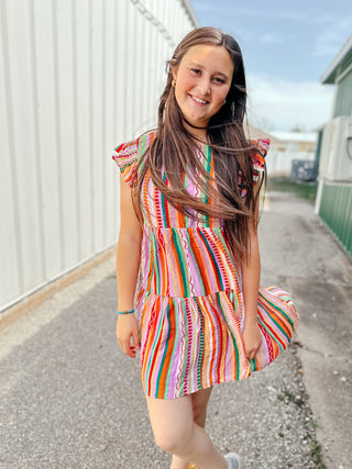 Life's A Party Tiered Stripe Dress-Dresses-staccato-Motis & Co Boutique, Women's Fashion Boutique in Carthage, Missouri