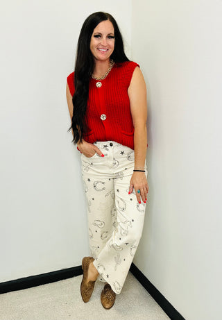 Kylie Red Knit Sweater Vest-Sweaters-Motis & CO-Motis & Co Boutique, Women's Fashion Boutique in Carthage, Missouri