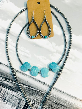 Amazonite Peruvian and Sterling Silver Pearls Choker-Necklaces-Bijoux-Motis & Co Boutique, Women's Fashion Boutique in Carthage, Missouri