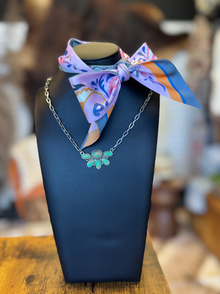 Roan Faux Turquoise Cluster Necklace-Necklaces-Western Elite-Motis & Co Boutique, Women's Fashion Boutique in Carthage, Missouri
