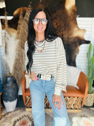 Elizabeth Striped Waffle Top