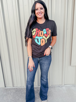 Choose Joy Black Graphic Tee-Graphic Tees-Texas True Threads-Motis & Co Boutique, Women's Fashion Boutique in Carthage, Missouri