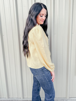 Dusty Gold Textured Blouse-Long Sleeves-And the Why-Motis & Co Boutique, Women's Fashion Boutique in Carthage, Missouri