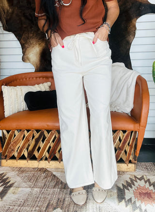 Ezra Ivory Denim Drawstring Pants-Pants-blu pepper-Motis & Co Boutique, Women's Fashion Boutique in Carthage, Missouri