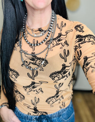 Cactus & Cowboys Velvet Mesh Top-Long Sleeves-Merigold Kiss-Motis & Co Boutique, Women's Fashion Boutique in Carthage, Missouri