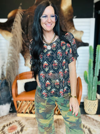 Grace Oversize Western Mesh Top-Short Sleeves-Lucky & Blessed-Motis & Co Boutique, Women's Fashion Boutique in Carthage, Missouri