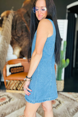 Carla Denin Button Front Dress-Dresses-HYFVE-Motis & Co Boutique, Women's Fashion Boutique in Carthage, Missouri