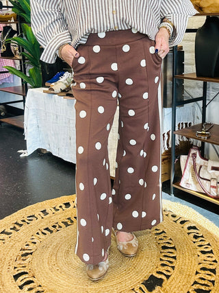 Nico Brown Polka Dot Wide Leg Pants