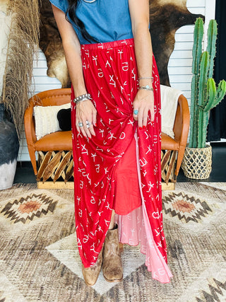 Red Dirt Branded Maxi Skirt-Dresses-sterling kreek-Motis & Co Boutique, Women's Fashion Boutique in Carthage, Missouri