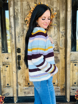 Reagan Striped Cardigan - Burgundy-Lovlov-Motis & Co Boutique, Women's Fashion Boutique in Carthage, Missouri