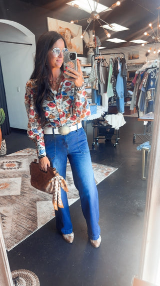 Corinne Chiffon Western Hat Blouse
