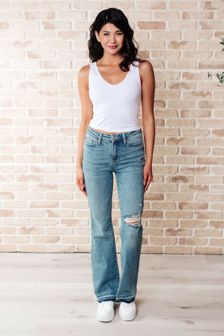 Isla Mid Rise Distressed Released Hem Bootcut Jeans-Jeans-Ave-Motis & Co Boutique, Women's Fashion Boutique in Carthage, Missouri