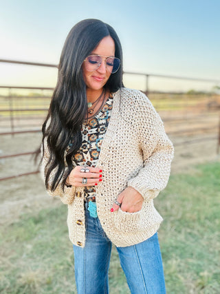 Ginny Cream Chunky Knit Cardigan