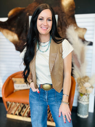 Whiskey Creek Faux Leather Vest-Vests-2 Fly-Motis & Co Boutique, Women's Fashion Boutique in Carthage, Missouri