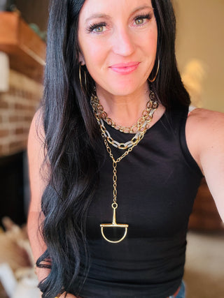D Ring Snaffle Bit Gold Necklace-Necklaces-ChanSutt-Motis & Co Boutique, Women's Fashion Boutique in Carthage, Missouri