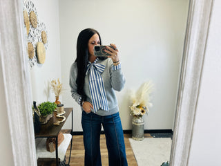 Classic Grey Crew Neck Sweater - Serenity-Sweaters-Blue Velvet-Motis & Co Boutique, Women's Fashion Boutique in Carthage, Missouri