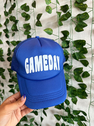 Blue Retro Game Day Mesh Back Trucker Cap-Ball Caps-MOTIS-Motis & Co Boutique, Women's Fashion Boutique in Carthage, Missouri