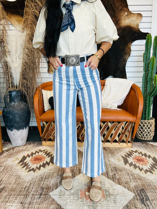 Omar Blue Striped Wide Leg Pants