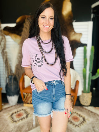 Lydia Lucky Horseshoe Pocket Tee-Short Sleeves-Lucky & Blessed-Motis & Co Boutique, Women's Fashion Boutique in Carthage, Missouri
