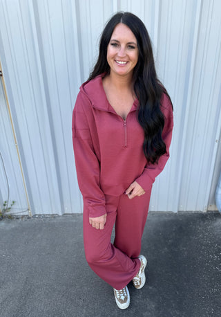 Piper Hoodie and Pant Set Brick Red-Pants-Very J-Motis & Co Boutique, Women's Fashion Boutique in Carthage, Missouri