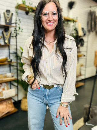 Stella Striped Button Down Blouse-Long Sleeves-HYFVE-Motis & Co Boutique, Women's Fashion Boutique in Carthage, Missouri