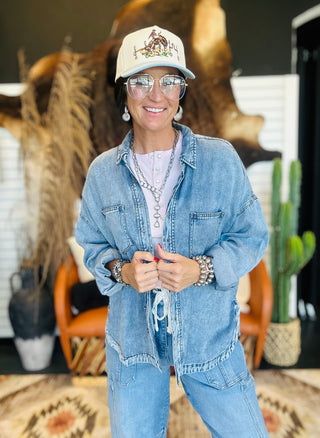 Remi Chambray Button Down Shirt-Long Sleeves-blu pepper-Motis & Co Boutique, Women's Fashion Boutique in Carthage, Missouri