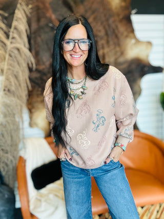 Clara Cowboy Print Sweatshirt