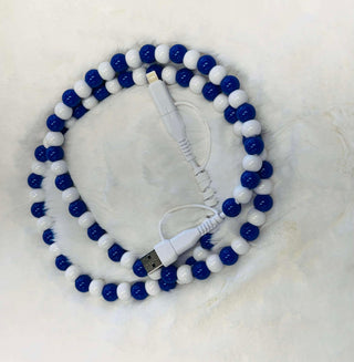 Blue and White Beaded Phone Charger-Phone Accessories-Hotline-Motis & Co Boutique, Women's Fashion Boutique in Carthage, Missouri