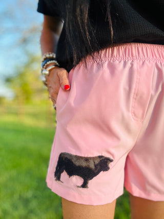 Cattle Club Pink Angus Shorts-Shorts-2 Fly-Motis & Co Boutique, Women's Fashion Boutique in Carthage, Missouri