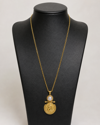 Victoria Gold Pearl and Coin Necklace-Necklace-ChanSutt-Motis & Co Boutique, Women's Fashion Boutique in Carthage, Missouri