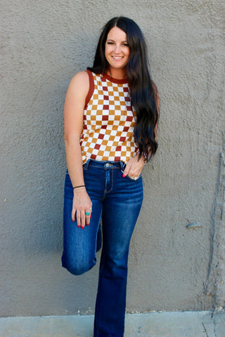 Keeping Score Checkered Tank-Tanks-Ave-Motis & Co Boutique, Women's Fashion Boutique in Carthage, Missouri