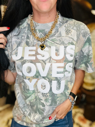 Jesus Loves You Camo Graphic Tee-Graphic Tees-Wicker Road-Motis & Co Boutique, Women's Fashion Boutique in Carthage, Missouri