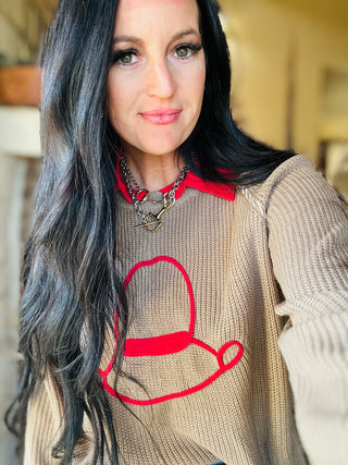 Hats Off Cowboy Hat Sweater-Sweaters-2 Fly-Motis & Co Boutique, Women's Fashion Boutique in Carthage, Missouri