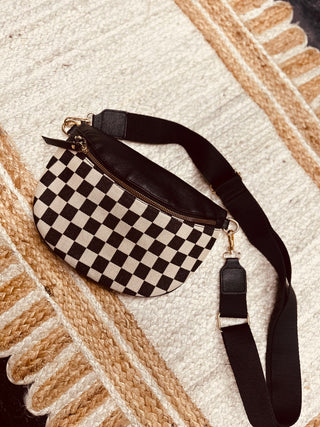 Checkmate Black Bum Bag-Handbags-Kaydee Lynn-Motis & Co Boutique, Women's Fashion Boutique in Carthage, Missouri