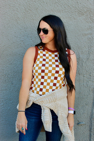 Keeping Score Checkered Tank-Tanks-Ave-Motis & Co Boutique, Women's Fashion Boutique in Carthage, Missouri