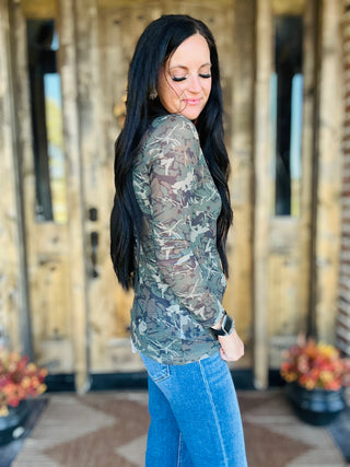 Camo Kreek Long Sleeve Mesh Top-Long Sleeves-sterling kreek-Motis & Co Boutique, Women's Fashion Boutique in Carthage, Missouri