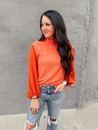 Oliva Orange Long Sleeved Top-Long Sleeves-MOTIS-Motis & Co Boutique, Women's Fashion Boutique in Carthage, Missouri