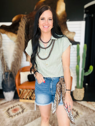 Emilia Striped Collared Cuff Sleeve Top-Short Sleeves-blu pepper-Motis & Co Boutique, Women's Fashion Boutique in Carthage, Missouri