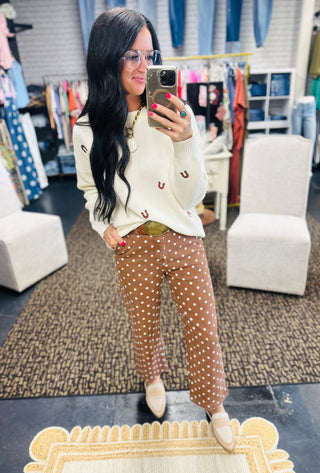 Ada Horseshoe Embroidery sweater-Sweaters-24th-Motis & Co Boutique, Women's Fashion Boutique in Carthage, Missouri