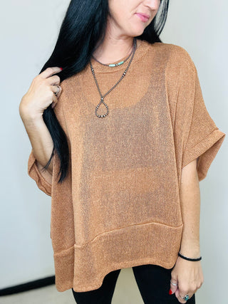Oversized Poncho Style Top in Toffee - The Briar-Sweaters-Dear Scarlett-Motis & Co Boutique, Women's Fashion Boutique in Carthage, Missouri