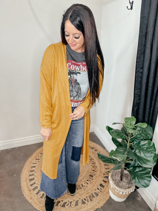 Catch Me Cardigan Mustard-Cardigans-Haptics-Motis & Co Boutique, Women's Fashion Boutique in Carthage, Missouri