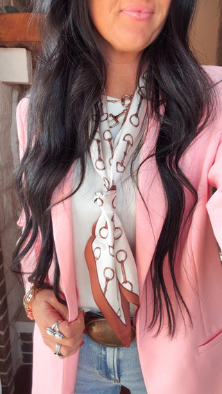 Horse Bit Satin Twilly Scarf-Scarf-Westrian International-Motis & Co Boutique, Women's Fashion Boutique in Carthage, Missouri