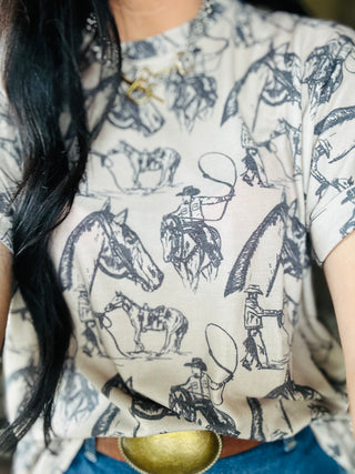 Way of Life Western Print Top-Short Sleeves-2 Fly-Motis & Co Boutique, Women's Fashion Boutique in Carthage, Missouri