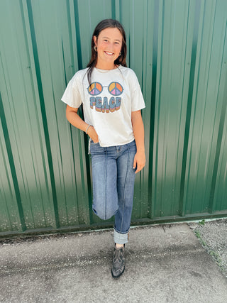 Vintage Peace Sign Graphic Tee-Graphic Tees-I love Linen-Motis & Co Boutique, Women's Fashion Boutique in Carthage, Missouri