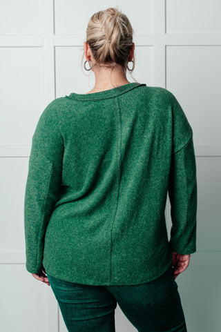 Simple Silhouette Brushed Hacci Sweater in Dark Green-Tops-Ave Shops-Motis & Co Boutique, Women's Fashion Boutique in Carthage, Missouri