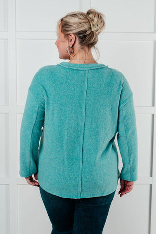 Simple Silhouette Brushed Hacci Sweater in Dusty Teal-Tops-Ave Shops-Motis & Co Boutique, Women's Fashion Boutique in Carthage, Missouri