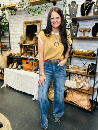 Leddy Tan Mineral Washed Sweater-Sweaters-ee: some-Motis & Co Boutique, Women's Fashion Boutique in Carthage, Missouri