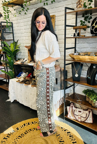 Sebastian Star Stripe Leopard Pants-Pants-Veveret-Motis & Co Boutique, Women's Fashion Boutique in Carthage, Missouri